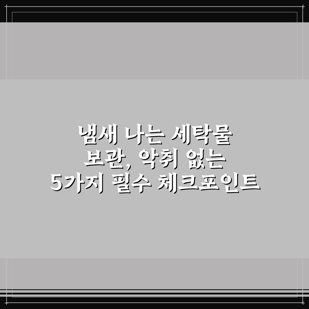 냄새 나는 세탁물 보관, 악취 없는 5가지 필수 체크포인트