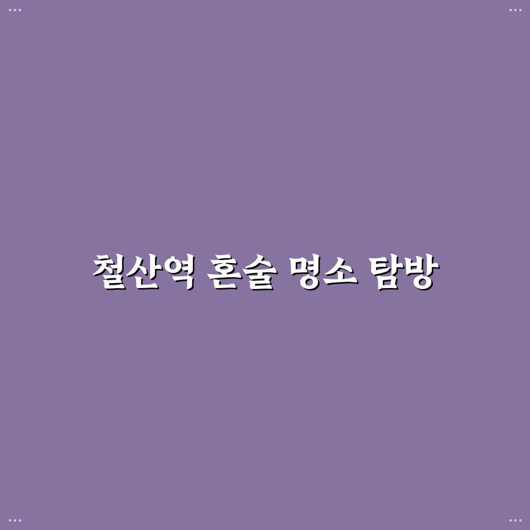 철산역 혼술 인기 맛집 5가지 비교 분석 가이드