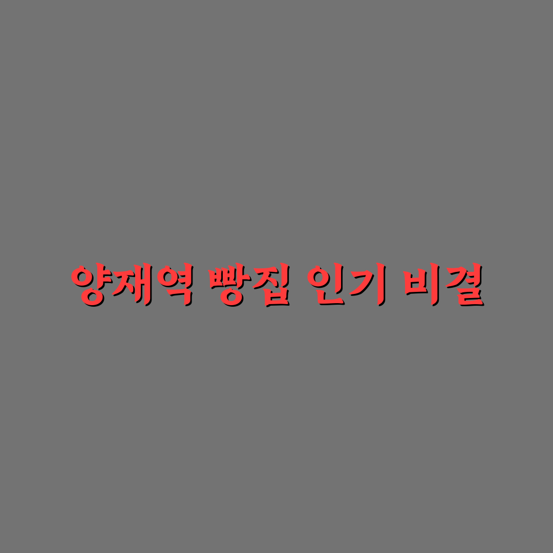 양재역 빵집 비교와 분석 5가지 기준 총정리