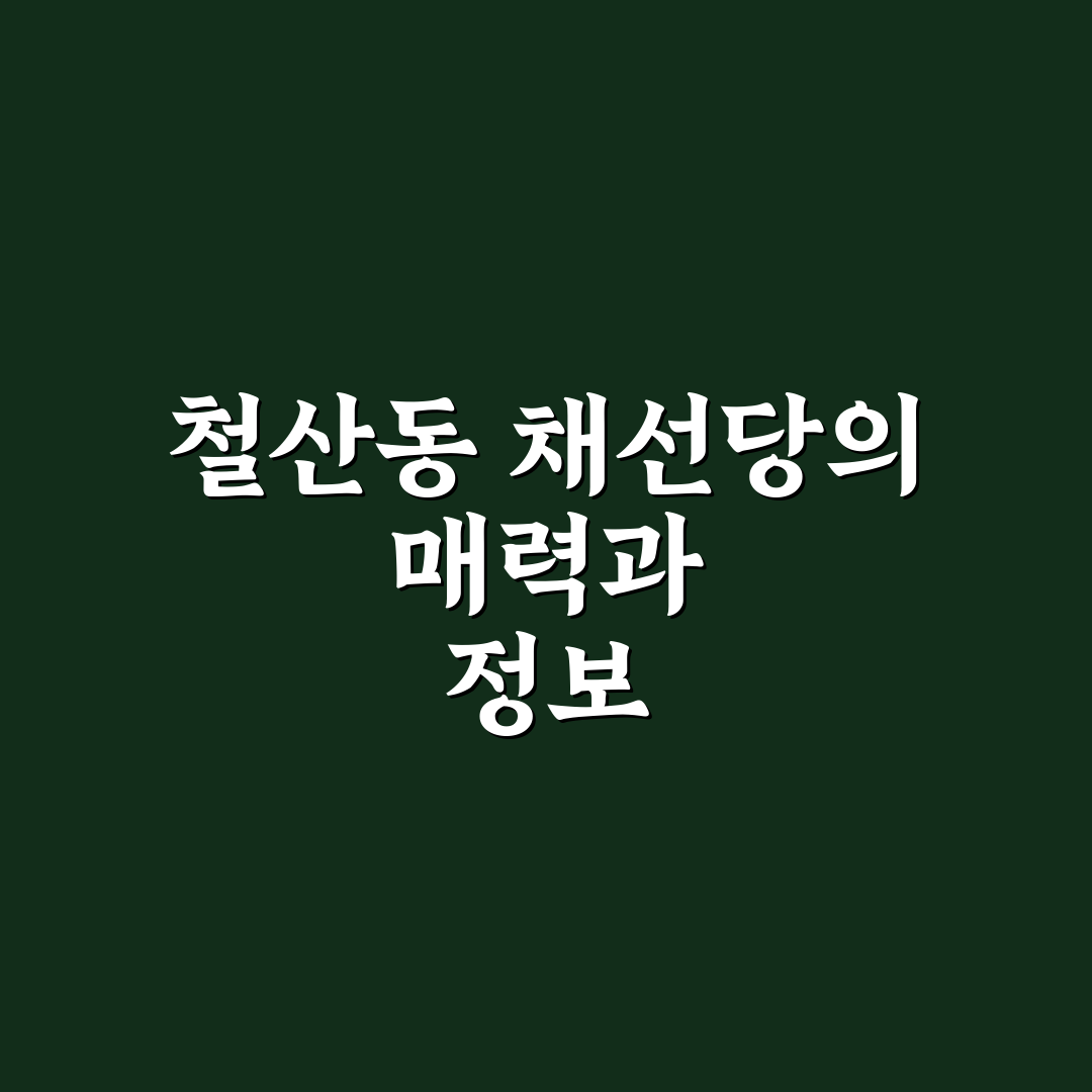 철산동 채선당 방문 전 알아두면 좋은 꿀팁 정리