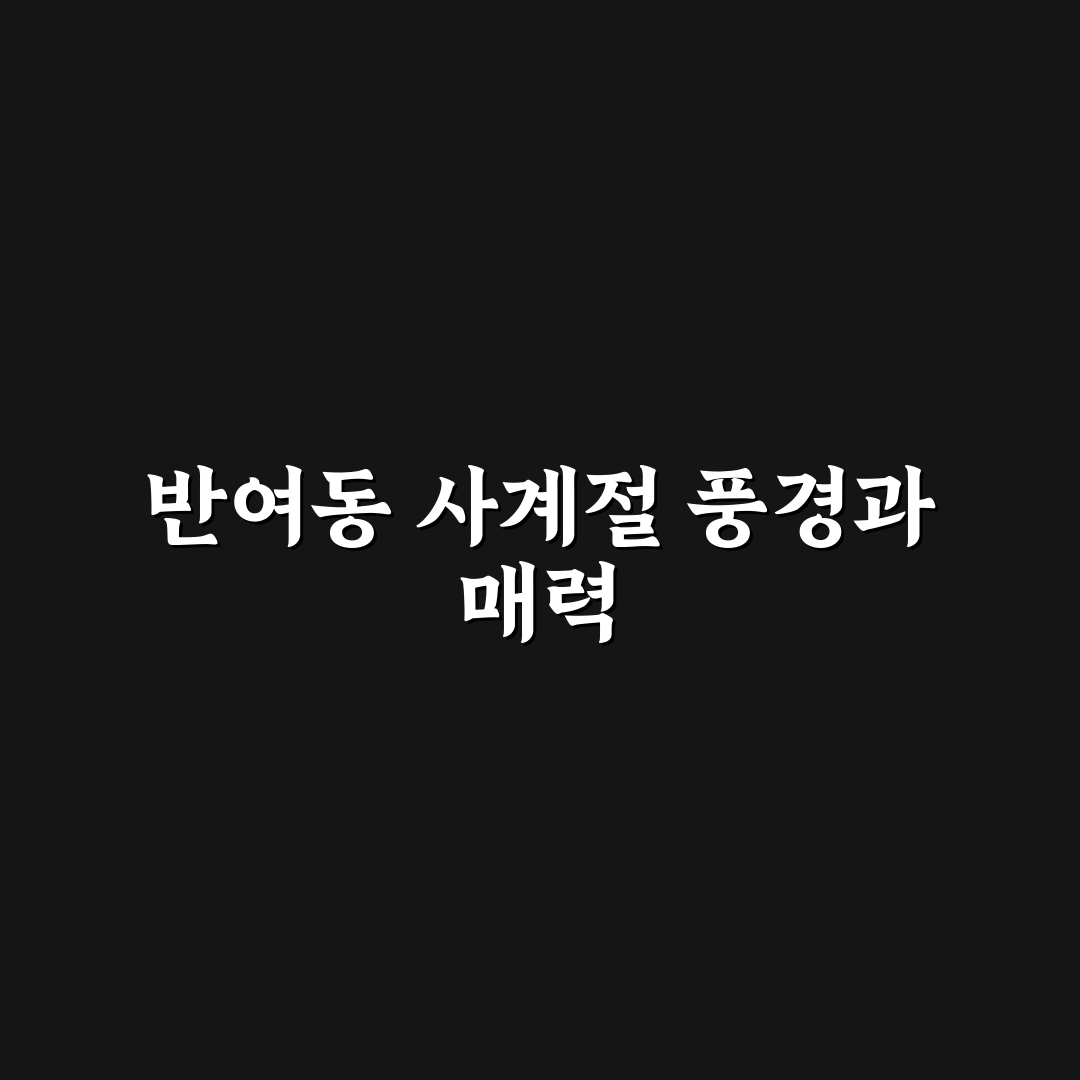 반여동 춘하추동 위치와 이용 꿀팁 알려드려요