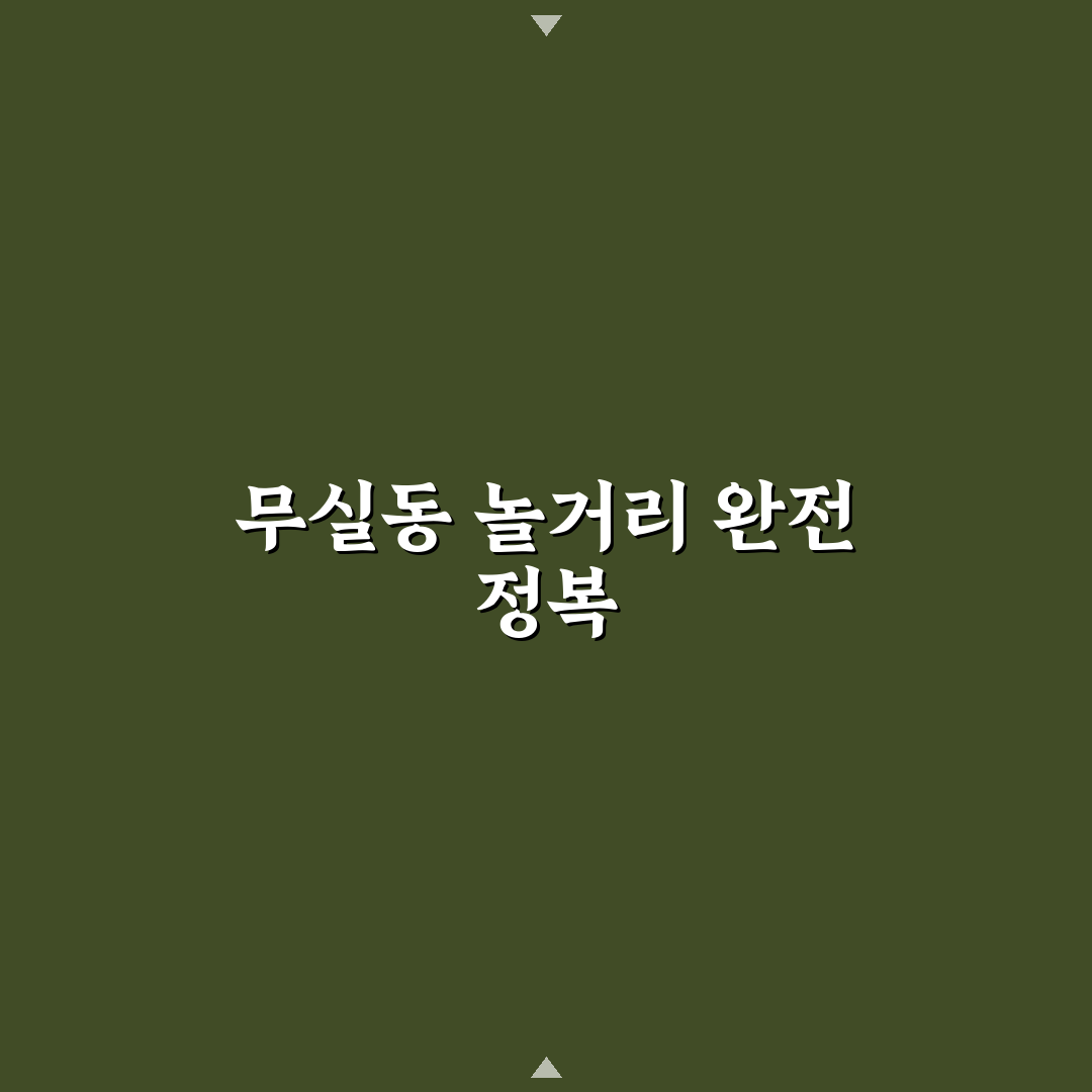 무실동 놀거리 추천 초보자도 쉽게 즐기는 장소별 꿀팁
